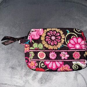 Vera Bradley Black and Pink Floral Cosmetic Bag